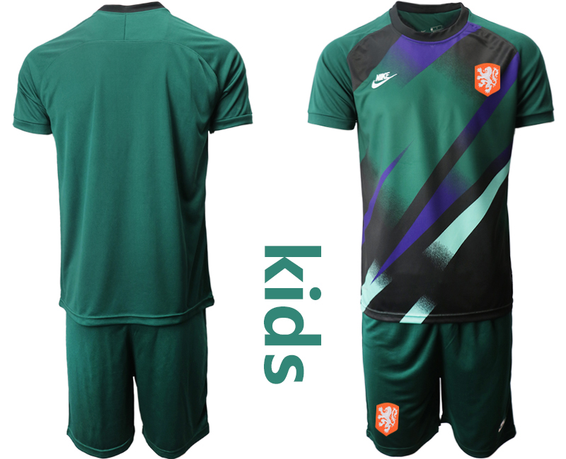 2021 European Cup Netherlands Dark green Youth goalkeeper soccer jerseys->youth soccer jersey->Youth Jersey